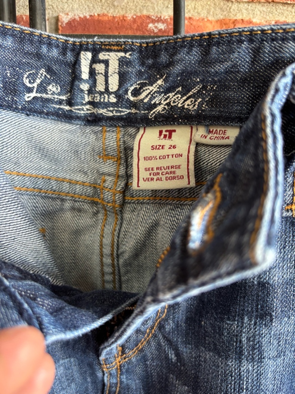 !iT Jeans Los Angeles Distressed Denim Mini Skirt Size 26 Dark Wash Jean Skirt - Picture 3 of 5